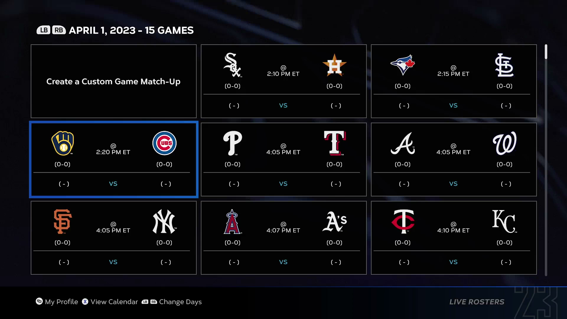 More ways to play exhibition live rosters